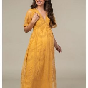 Pink Blush lace overlay maternity dress